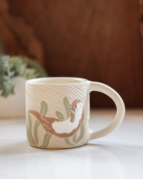 Some sneak peaks of the mugs that will be available this Sunday, 4pm pst!! Which one is your favorite?? ❤️ Otter Mug, Ceramic Painting Mug, River Otter, Animal Mugs, Pottery Classes, Animal Sanctuary, So Busy, In The Meantime, Endangered Species