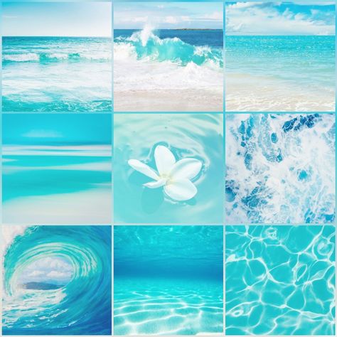 Ocean Moodboard Aesthetic, Colorful Ocean Aesthetic, White And Teal Aesthetic, Water Mood Board, Ocean Mood Board, Teal Moodboard, Beach Water Aesthetic, Beach Mood Board, Ocean Moodboard