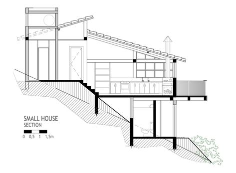 SLOPE SITE EXAMPLE ... Country House in Macacos-Sarmento & Melo Architecture-25-1 Kindesign Pelan Lantai Rumah, Houses On Slopes, Slope House Design, House On Slope, Sloping Lot House Plan, Casa Hobbit, Slope House, Detail Arsitektur, Pelan Rumah