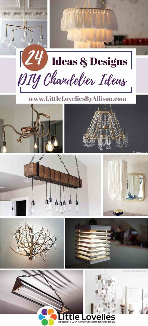 Having a chandelier is one way to bring life to your home. Buying a chandelier can be a bit high for some. Some chandeliers can cost up to $1000, why spend so much on a chandelier when you can make one for yourself? I have put together a list of 24 Homemade DIY Chandelier Ideas that you can easily DIY. Go through my list, make your pick, and start creating. 1. #chandelier Diy Candle Chandelier Ideas, Diy Ceiling Chandelier, Diy Dining Room Chandelier, Diy Old Chandelier Makeover, Diy Large Chandelier, Diy Light Chandelier, Diy Chain Chandelier, Making A Chandelier, Candle Chandelier Diy