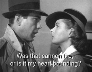 Casablanca | 1942  Ingrid Bergman saying: “Was that cannon fire, or is it my heart pounding? Casablanca 1942, Meg Ryan, I Love Cinema, Ingrid Bergman, Humphrey Bogart, White Photo, Classic Movies, Old Movies, Great Movies