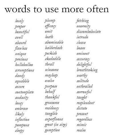 Emily A. Clark: The Saturday 6 Words To Use More Often, Words To Use More, Words To Use, Writing Words, Teaching Materials, Wonderful Words, Writing Help, English Vocabulary, Writing Skills