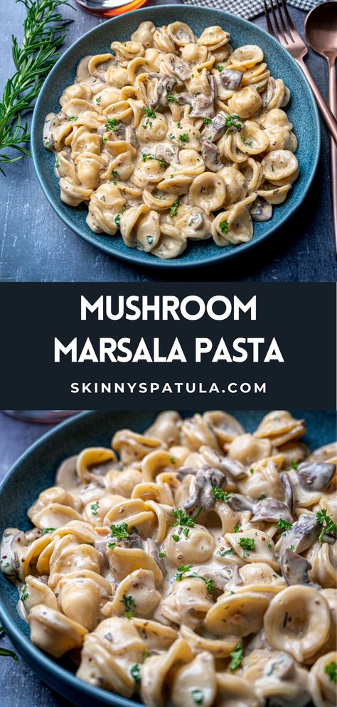 This creamy mushroom Marsala pasta is a delicious vegetarian dish that’s luxurious and simple to make at the same time. A rich, flavorful marsala sauce makes this pasta the kind of gourmet meal that you’ll want to make over and over again. Mushroom Marsala Pasta, Pasta With Parmesan Cheese, Marsala Pasta, Mushroom Marsala, Cozy Winter Night, Marsala Sauce, Pasta Sides, Vegetarian Dish, Pasta Dinners