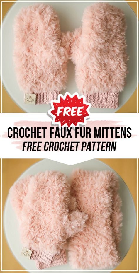 Crochet Faux Fur Mittens pattern - easy crochet mittens pattern for beginners Mittens Pattern Crochet, Fur Mittens Pattern, Easy Crochet Mittens, Crochet Faux Fur, Aesthetic Knit, Fur Crochet, Fur Mittens, Crochet Mittens Pattern, Winter Market