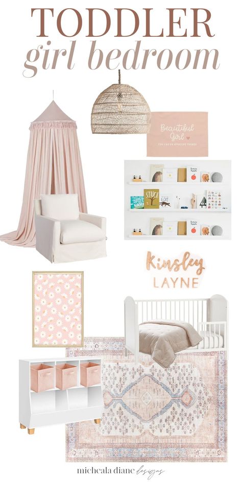 Pink girly toddler bedroom. Refreshing our nursery to a big girl toddler bedroom. Sharing all design sources. Reading corner, toy bedroom organization, kid's wall decor. Pink toddler bedroom rug. Small Bedroom Ideas For Toddler Girl, Three Year Old Bedroom Girl, Blush Pink Toddler Bedroom, Mauve Toddler Girl Room, Small Toddler Room Girl, Girly Toddler Bedroom, Arias Bedroom, Toddler Girls Bedroom Ideas, Toddler Room Girl