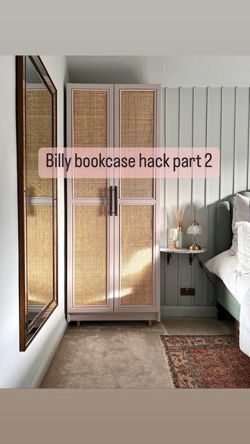 Melanie on Instagram: "Billy bookcase IKEA hack part 2! Absolutely loving having some clothes and makeup easily accessible in my bedroom 🤩. Any questions let me know 👇🏼. . . . #billybookcasehack #peignoir #farrowandball #ikeahack #ikeahacks #ikeahome #ikeastyle #ikeahackers #billybookcase #ikeaatmine #Apartmenttherapy #Housebeautiful #actualinstagramhomes #bhghome #cornerofmyhome #designsponge #interior4inpso #interiors123 #sodomino #mybeautifulmess #nestandthrive #aconsideredhome #scrollstop Billy Bookcase Clothes, Ikea Billy Bookcase Wardrobe Hack, Billy Bookcase In Bedroom, Billy Bookcase Legs Ikea Hacks, Ikea Billy Bedroom, Billy Bookcase Wardrobe Hack, Billy Bookcase Closet Hack, Ikea Vittsjo Hack, Bookcase Ikea Hack