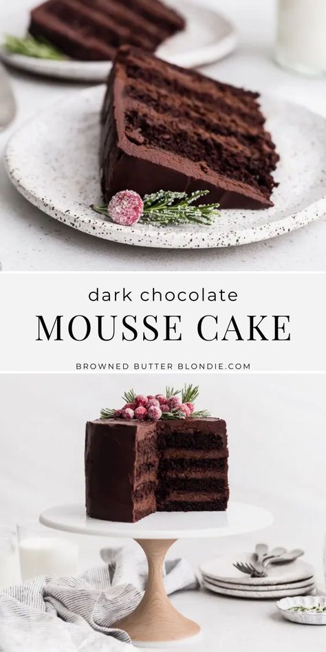 Best Chocolate Layer Cake, How To Make Chocolate Mousse Cake, Dark Chocolate Birthday Cake, Chocolate Cake Variations, Opera Pastry, Chocolate Easy Desserts, Seven Layer Cake, Chocolate Cake Mousse, Cake Ideas Chocolate