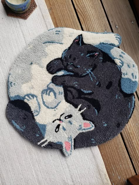 new lullabies - Custom Handmade Snuggling Cats Tufted Rug by... Diy Sy, Cat Bath, Söt Katt, Two Cats, Cute Room, Cute Room Decor, Shower Rugs, Cat Pattern, Dream House Decor