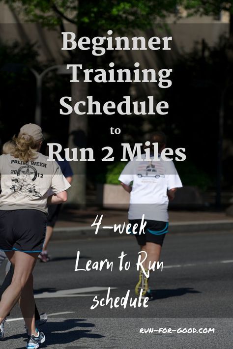 This training schedule is a run/walk to continuous running program. After four weeks, you’ll be able to run 2 miles without walking breaks. Running Training Programs, Training For Runners, Running Schedule, Beginner Training, 12 Week Workout, Runner Tips, Running A Mile, Strength Training For Runners, Running Pace