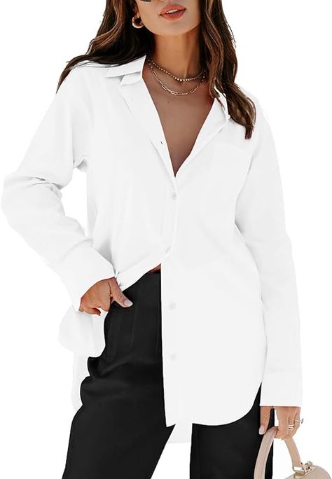 long sleeve classic button down shirt can meet your different matching needs with cami, short, jeans, pants, leggings, jacket. Wrinkle Free Easy Care woman button up shirt,office shirt for work business, button down design, perfect fit button shirts. Blouses V Neck, Black Button Up Shirt, Long Sleeve Blouses, Tunic Tops Casual, Button Down Shirt Dress, Women's Button Down Shirt, Casual Tunics, Shirts Long Sleeve, Technology Fashion