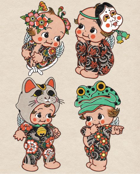 ✩ ✨🌼Mila Tattoos 🌼✨ ✩ | Kewpie flash available ✨ . . . . #japanesetattoo #tatouagejaponais #okinawatattoo #bordeauxtattoo #bordeauxtatouage #francetattoo… | Instagram Kewpie Flash, Okinawa Tattoo, Kewpie Tattoo, France Tattoo, Traditional Japanese Tattoo Flash, Kewpie Art, Doll Tattoo, Rabbit Tattoos, Traditional Japanese Tattoos