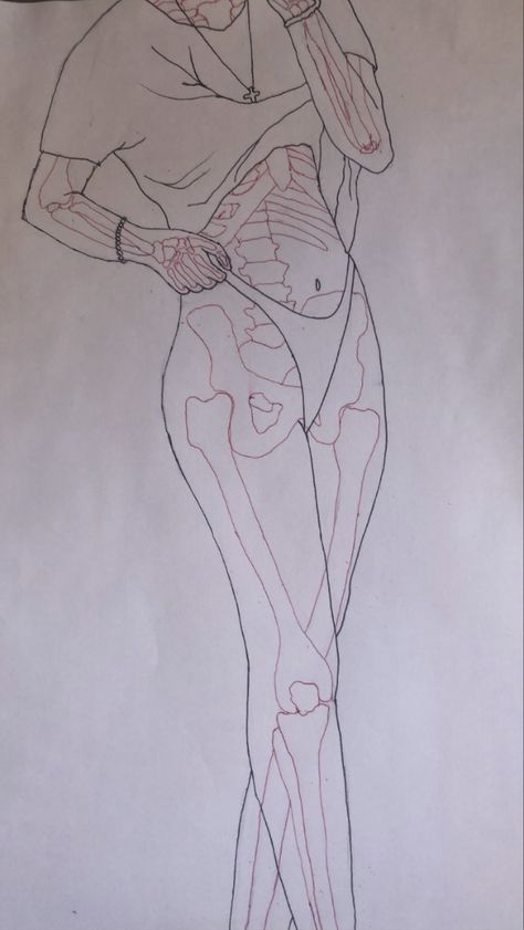 Skeleton Person Art, Human Body Inside Drawing, Skeleton Body Drawing Aesthetic, Skeleton Drawing Poses, Half Human Half Skeleton Face Drawing, Melting Skeleton Drawing, Skeleton Body Reference, Scary Skeleton Drawing, Skeloten Drawings