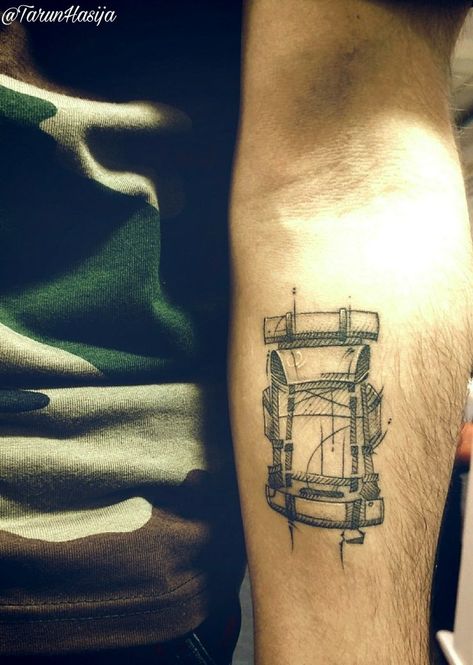 Backpacker Tattoo Ideas, Backpacker Tattoo, Hike Tattoo, Backpacking Tattoo, Tattoo Traveling, Backpack Tattoo, Hiking Tattoos, Wilderness Tattoo, Camping Tattoo