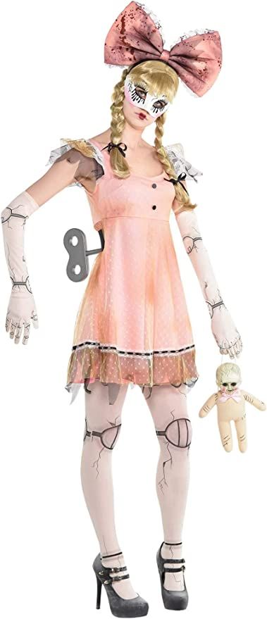 Scary Doll Costume, Wind Up Doll Costume, Creepy Doll Costume, Black Halloween Dress, Doll Halloween Costume, Halloween Party Dress, Halloween Party Outfits, Scary Dolls, Pink Costume