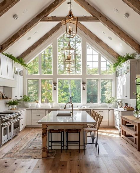 Luxury Small Kitchen, Vaulted Ceiling Kitchen, Modern Kitchen Ideas, Design Kitchen Ideas, Kitchen Ideas Modern, Dream Life House, Small Kitchen Ideas, Remodeling Kitchen, Decoration Kitchen