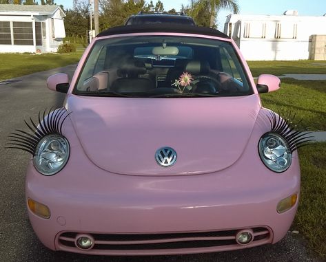 Pink Vw Beetle Convertible, Mariana, Pink Convertible Beetle, Volkswagen Beetle Eyelashes, Pink Car With Eyelashes, Pink Beatles Car, Pink Volkswagen Beetle Convertible, 2014 Beetle Volkswagen, Light Pink Volkswagen Beetle