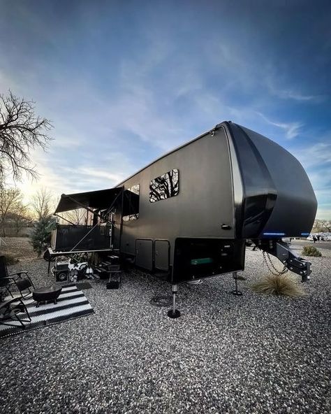 Rv Exterior Remodel, Toy Hauler Camper, Rv Interior Design, Luxury Fifth Wheel, Rv Inspiration, Fifth Wheel Toy Haulers, Rv Exterior, Camper Reno, Rv Interior Remodel