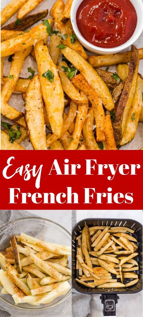 The air fryer method for making homemade French fries is the easiest method for cooking fries. Not only is it so easy to make, but they are also much healthier than frying in oil.

This recipe is so simple; thinly sliced potatoes lightly tossed oil and seasoning, then cooked until crispy and crunchy. Air Fry French Fries, Air Fryer Fries, Potatoe Recipes, Air Fryer French Fries, Homemade Appetizer, Homemade Fries, Making French Fries, French Fries Recipe, Crispy French Fries