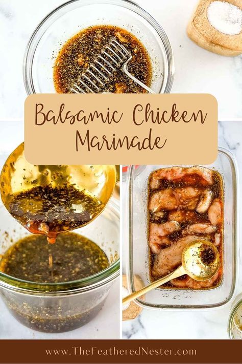 This balsamic chicken marinade is simple to make and full of flavor. The honey provides sweetness, while the vinegar gives it a nice tangy flavor. Mix it up in the morning, then let your chicken marinade all day in the fridge for an easy make-ahead dinner. Then grill or bake the balsamic chicken for a fantastic chicken meal everyone will love. Balsamic Grilled Chicken Marinade, Chicken Balsamic Marinade, Grilled Chicken Quick Marinade, Balsamic Mustard Chicken, Vinegar Based Chicken Marinade, Balsamic Herb Chicken Marinade, Balsamic Vinegarette Marinade Chicken, Aip Marinades For Chicken, Honey Balsamic Chicken Marinade