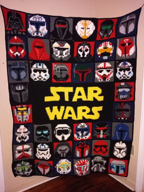 Star Wars Crochet Patterns, Crochet Starwars, Star Wars Tapestry Crochet, Starwars Crochet, Star Wars Granny Square, Star Wars Crochet Blanket, Crochet Star Wars Blanket, Star Wars Knitting Patterns, Crochet Star Wars