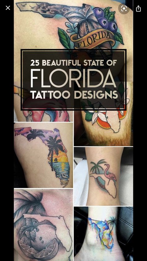 Florida Tattoo Ideas, Florida Tattoo, State Tattoos, Tattoos Drawing, Florida Tattoos, Miami Tattoo, Tattoo Zeichnungen, Inspired Tattoos, Face Tattoos