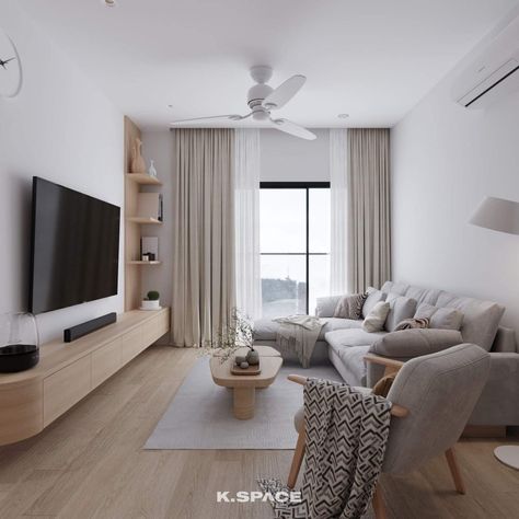 Scandinavian Living Room Tv, Small Condo Living, Japandi Living Room Design, Minimalist Living Room Apartment, Modern Apartment Living Room, Condo Living Room, Narrow Living Room, Japandi Living, Ikea Living Room