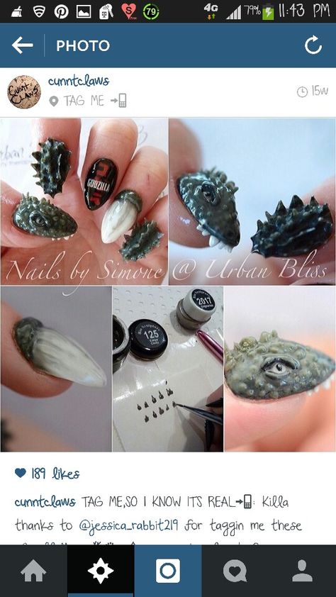 Godzilla Godzilla Nails, Godzilla, Class Ring, Nail Art, Nails, Makeup, Hair, Art, Nail Arts