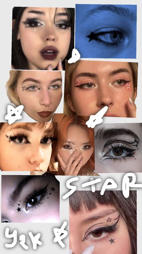 #y2k #star Y2k Star, Star Makeup, Eyes Makeup, Star Design, Star Designs, Eye Makeup, Stars, Makeup, Design