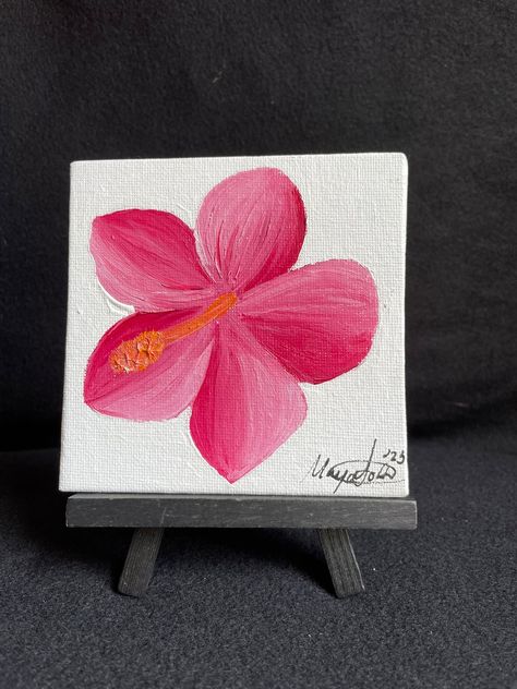 This Oil Paintings item is sold by SortinoCo. Ships from United States. Listed on Apr 23, 2024 Painting Of Hibiscus Flower, Acrylic Hibiscus Painting, Pink Girly Paintings, Easy Things To Paint Pink, How To Paint Hibiscus, Cute Paintings Flowers, Pink Flower Painting Easy, Hibiscus Painting Easy, Small Paintings Aesthetic