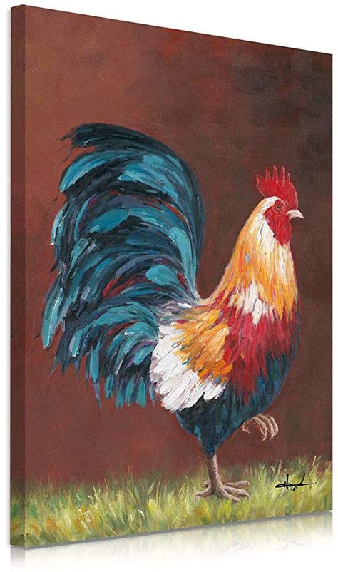 Amazon.com: B BLINGBLING Rooster Kitchen Decor Wall Art: Vintage Farmhouse Wall Decor Animal Poster Print on Canvas Painting for Home Kitchen Dining Room Framed Ready to Hang 12"x16": Posters & Prints Rooster Kitchen Decor, Kitchen Decor Wall, Farmhouse Paintings, Rooster Painting, Watercolor Art Landscape, Farm Paintings, Rooster Kitchen, Chicken Painting, Rooster Art