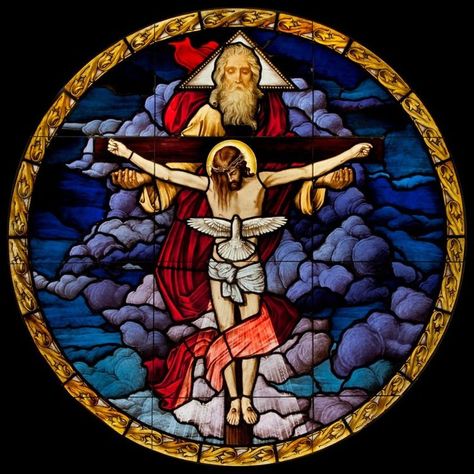 Holy Trinity Stained Glass Window, Saint Anne's Catholic Church, San Diego, CA, USA/Beyer Studio #Catholic_Priest #CatholicPriestMedia #HolyTrinity #MostHolyTrinity Holy Trinity Sunday, Trinity Sunday, Saint Matthew, Matthew 28, Blessed Sunday, Holy Trinity, Daily Prayer, Holy Spirit, Rosary