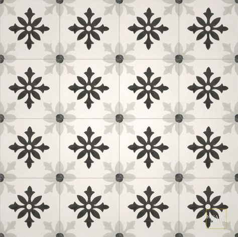 Little Carlow C14-4-24 - moroccan cement tile Moroccan Tiles Texture, Pattern Tile Texture, Kitchen Tiles Texture, Black And White Moroccan Tile, Moraccan Tile, Moroccan Flooring, Kitchen Tile Texture, Kitchen Tile Mosaic, White Moroccan Tile