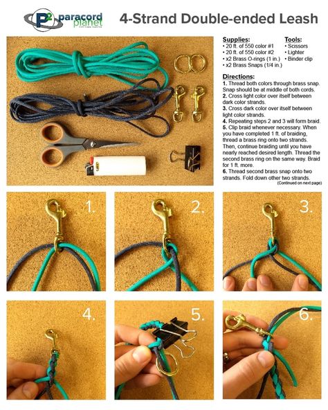 Paracord 4 Strand Round Braid, 4 Strand Paracord Braid, Braid 4 Strand, How To Braid Paracord, Paracord Dog Leash Tutorial, Dog Leash Diy, 4 Strand Round Braid, 4 Strand Braid, Paracord Crafts