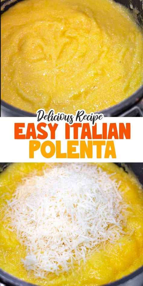 Experience the rich flavors of Italian cuisine with this easy Parmesan Polenta recipe. A creamy texture and savory Parmesan cheese make it a delightful side dish. Ideal for a quick weeknight dinner or a sophisticated accompaniment to main courses. Quick Polenta Recipes, Cheesy Polenta Recipes Easy, Parmesan Polenta Recipes, Easy Polenta Recipes, Italian Polenta Recipes, Polenta Recipes Easy, Creamy Polenta Recipes, Recipes With Polenta, Polenta Dinner Recipes