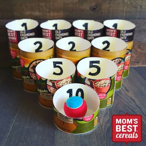 Easier skeeball diy Oatmeal Canister, Best Cereal, Skee Ball, Best Oatmeal, Carnival Birthday Parties, Carnival Birthday, Summer Games, Little Family, Carnival Games