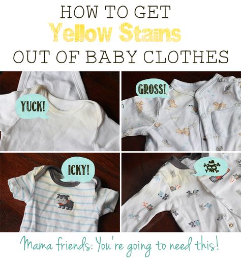 How To Remove Yellow Stains From Clothes, How To Remove Yellow Stains From Old Baby Clothes, Organizing Baby Clothes, Baby Cleaning, Baby Stains, Old Baby Clothes, Baby Laundry, Baby Clothes Organization, Deep Cleaning Tips