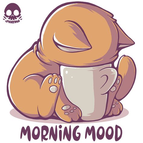 Day Of The Shirt, Morning Cat, Morning Mood, Image Chat, Good Morning Funny, Lazy Cat, Cat Quotes, Cute Animal Drawings, 로고 디자인