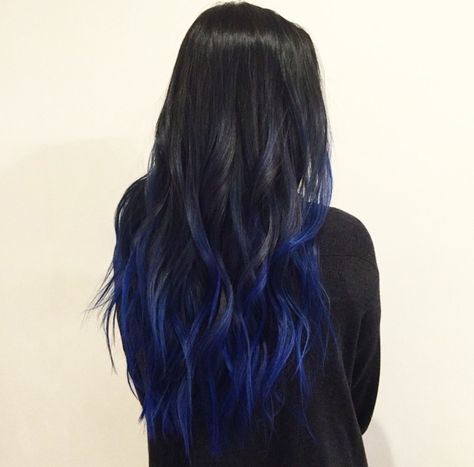 Underlayer Blue Hair, Black And Blue Balayage Hair, Black Hair With Blue Ombre, Black To Blue Balayage, Black To Dark Blue Hair, Black Hair With Dark Blue Balayage, Black Hair With Blue Highlights Long, Black Hair W Blue Highlights, Dark Electric Blue Hair