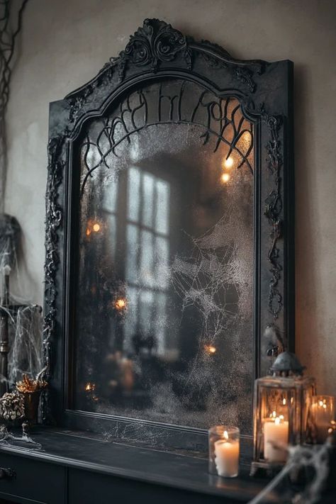 "Bring a haunted feel to your home with this DIY Haunted Mirror project! 🪞👻 Perfect for adding an eerie vibe to any room. #HalloweenMirrorDIY #SpookyDecorInspo #HauntedVibes" Spooky Mirror, Haunted Mirror, Ghost Mirror, Painting Mirror Frames, Antique Mirror Diy, Christine Mcconnell, Halloween Mirror, Gothic Mirror, Witchy Garden