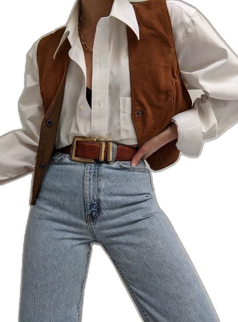 Western Gothic Aesthetic Fashion, Vintage Cowgirl Outfits, Brown Vest Outfit, Yee Yee, Looks Country, Yee Haw, Fashion Mistakes, Vest Outfits, Mode Inspo