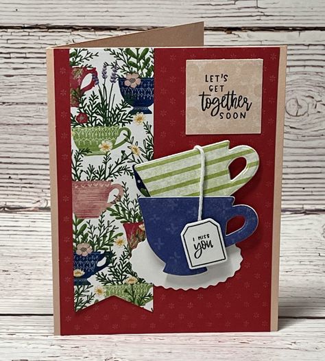 Tea Time Stampin Up Cards, Tea Cards Ideas, Stampin Up Teacup Cards, Tea Cup Card Template, Stampin Up Cup Of Tea Bundle 2022, Cards With Tea Cups, Tea Cards Handmade, Su Tea Boutique Cards, Su Cup Of Tea Cards