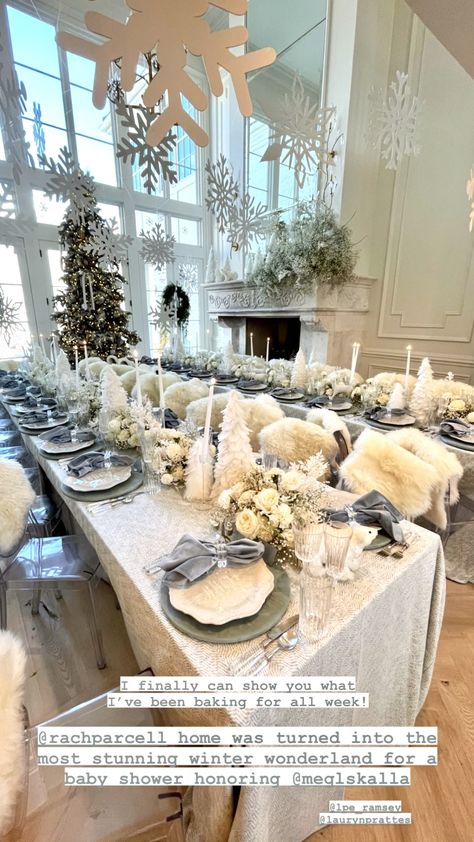 Winter Bridal Shower Themes Decor, Winter Theme Table, Winter Wonderland Tea Party Ideas, Winter Wonderland Brunch, Winter Wonderland Bridal Shower Theme, Winter Baby Shower Backdrop, Polar Express Baby Shower Ideas, Winter Theme Bridal Shower Ideas, Winter Wonderland Dinner Party