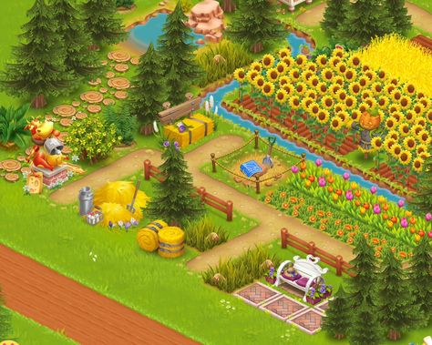 Here are some designs for the Hay Bench and the Hay Stack decos. 🌾🌾 ... | Hayday | TikTok Hayday Trees Design, Hay Bench, Hay Day Aesthetic, Hayday Aesthetic, Hay Day Farm Layout, Hay Day Farm Design, Hayday Layout, Hayday Game, Hayday Farm Design