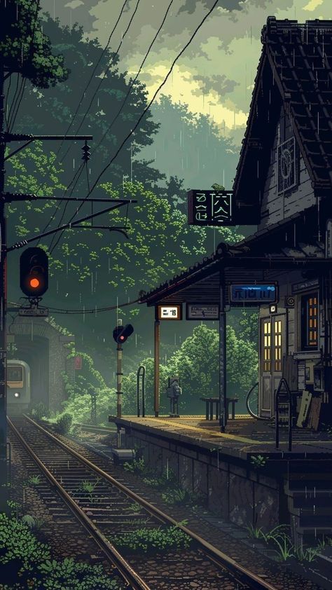 Best Aesthetic Wallpapers Iphone, Anime Wallpapers Landscapes, Ghibli Scenes Landscapes, Forest Anime Aesthetic, Forest Green Wallpaper Iphone, Japanese Theme Wallpaper, Pixel Anime Wallpaper, Green Aesthetic Cartoon, Green Lofi Aesthetic Wallpaper