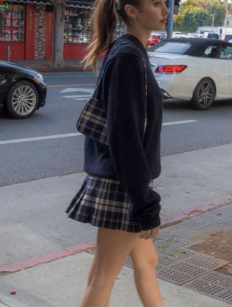 Plaid Skirt School Outfit, Plaid Skirt Aesthetic, Plaid Skirts Aesthetic, School Plaid Pleated Skirt, Vintage Plaid Skirt For School, White Tennis Skirt Outfit, School Fitted Plaid Mini Skirt, Aesthetic Overalls Outfit, Skirt Aesthetic