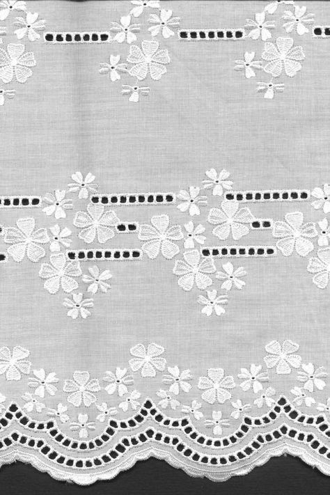 Schiffli Borders, Eyelet Lace Fabric, Suit Embroidery, Flower Print Pattern, Design Pattern Art, Print Design Art, Cutwork Embroidery, Couture Sewing Techniques, Embroidery Works