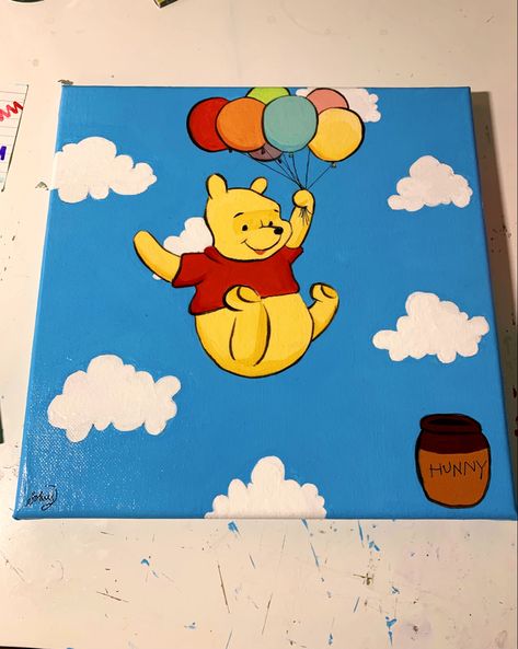 my painting 🌞 #painting #winniethepooh #acrylicpaint Disney Cartoon Canvas Painting, Winnie The Pooh Paintings Easy, Simple Winnie The Pooh Painting, Pooh Painting Easy, Cute Painting Ideas Disney, Winnie Pooh Painting, Simple Disney Painting Ideas, Winnie The Pooh Acrylic Painting, Disney Canvas Paintings Easy