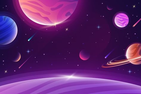 Space Background Computer, Space 16:9, Cartoon Space Background, Space Vector Illustration, Space Background Galaxies, Space Background Drawing, Background For Gaming, Planets Background, Universe Animation