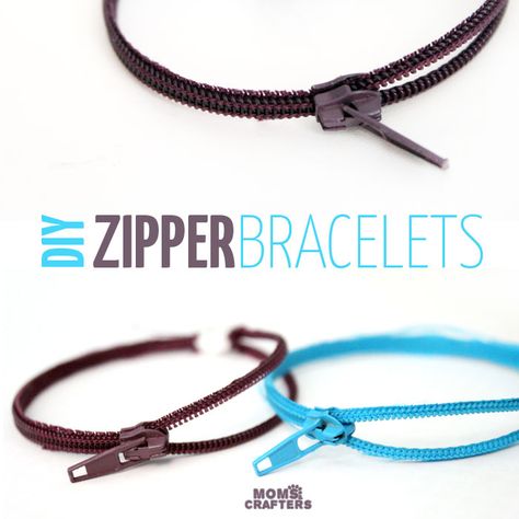 Make this adorable DIY zipper bracelet to wear or to gift! An amazing beginner sewing and jewelry making craft for teens and tweens! Zipper Bracelet, Diy Fidget Toys, Zipper Crafts, Zipper Jewelry, Nail Polish Crafts, Crafts For Teens To Make, Cheap Crafts, Beginner Sewing, Mom Diy