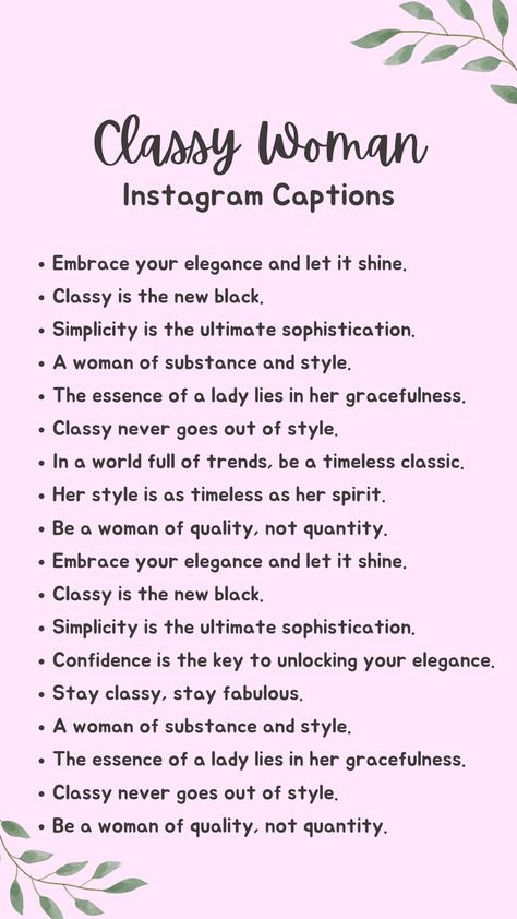 Discover a handpicked collection of classy woman quotes for Instagram that exude timeless elegance and inspiring grace. Quotes For Elegance, Classy Ig Bio Ideas, Instagram Bio Classy, Caption For Elegant Look, Instagram Captions For Dresses, Classy Bio Ideas For Instagram, Classy Instagram Bio For Women, Classy Caption For Women, Classy Words In English